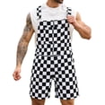 thumbnail image 1 of Mono con babero, a cuadros, para hombre, pantalones cortos, color negro, 1 of 7