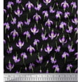 thumbnail image 1 of Soimoi Black Satin Silk Fabric Orchid Floral Print Fabric by the Yard 42 Inch Wide, 1 of 1