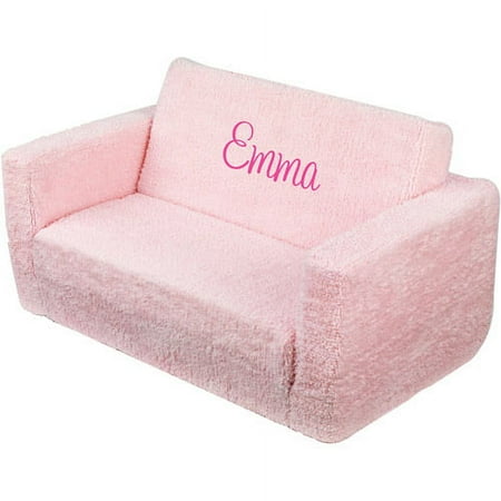 KidKraft - Personalized Pink Chenille Lil' Lounger, Pink Script Font Girl's Name