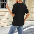 thumbnail image 2 of TEMOFON Women Blouses Summer Casual Short Sleeve Round Neck Tops Comfy Knit Tunic Blouses Soild Black Tee for Women Size M, 2 of 3