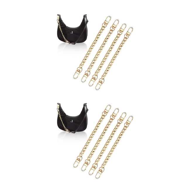 fastboy 4Pcs Bags Chains Replacement Gold Metal Belt Removable Adjustable Decorative Purse Straps Handles Messenger Crossbody 2Set