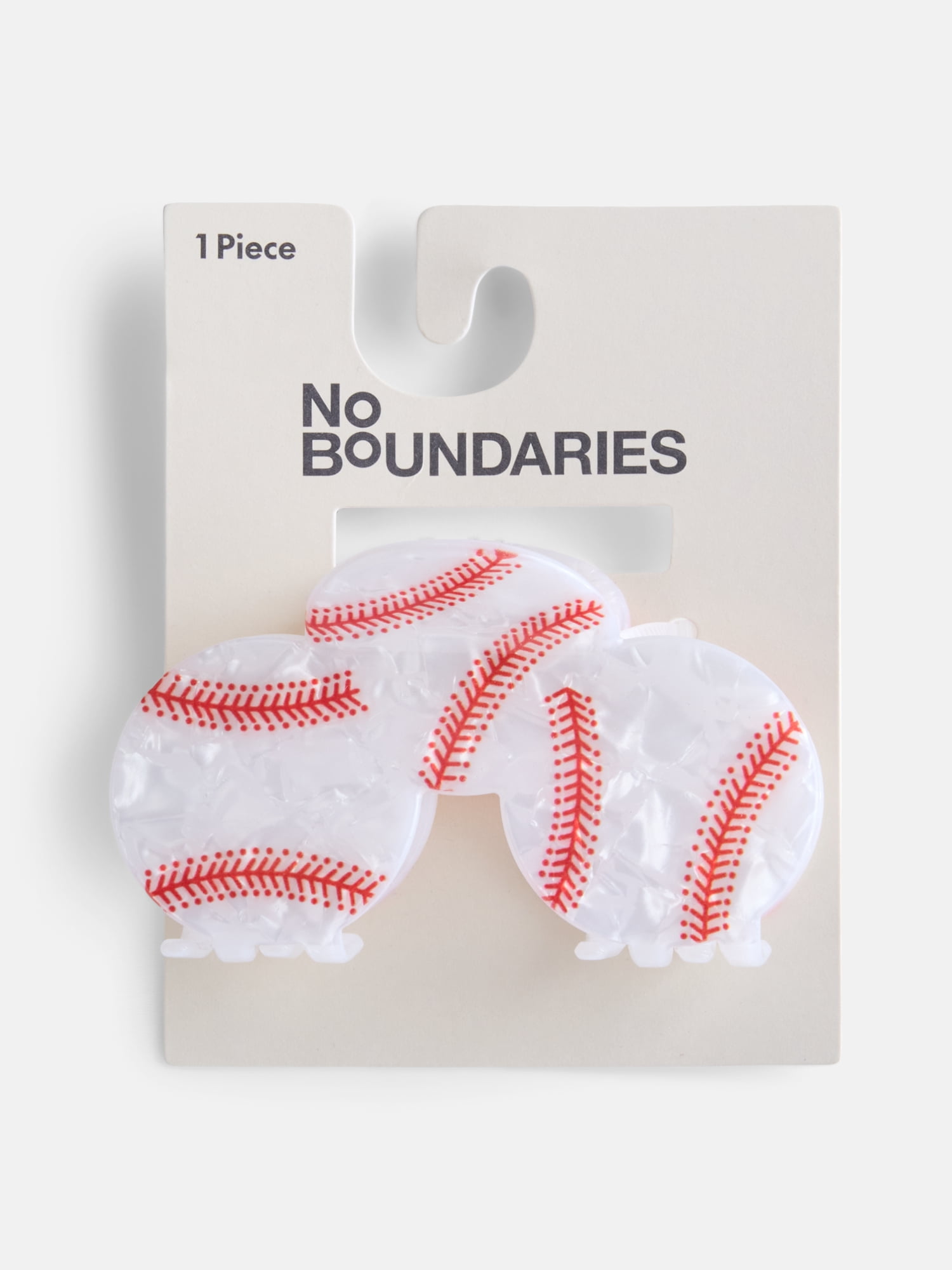 No Boundaries Women’s Baseball Hair Claw Clip, White, One Size