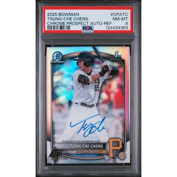 2025 Bowman Chrome Prospect Autograph Refractor Tsung-Che Cheng #CPATC /499 PSA 8