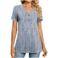 thumbnail image 2 of Xdegoge Online Order History Blouses for Women Short Sleeve V Neck Tops Floral Summer Fashion Tunic Tops Buttons Loose Fit Dressy Casual Y2K Plus Size Tee Shirts Ropa Mujer of The Week, 2 of 7