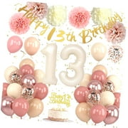 SKYSONIC 40th Birthday Decorations for Women Retro Birthday Balloons, Happy 40th Banner, Cake Topper, Pom Pom, Rose Number 40 Balloon for Her 40th Birthday Party Supplies