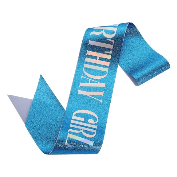 Uxcell Birthday Girls Sash with Pin Iridescent Sparkle Lettering Party Favors Supplies Decorations Accessories for Women Costume Gifts Sweet Birth Day, Navy Blue