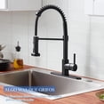 thumbnail image 2 of Negro Acero inoxidable Grifo de cocina 360° Giro Palanca única Extraíble Grifos comerciales Arco alto Agua caliente y fría Grifos mezcladores Con dos mangueras de acero inoxidable, 2 of 7