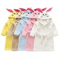 thumbnail image 5 of Toddler Flannel Hooded Robes Sleepwear Kids Cute Animal Cartoon Bathrobe Bath Towel Wrap 1-6Y, 5 of 5