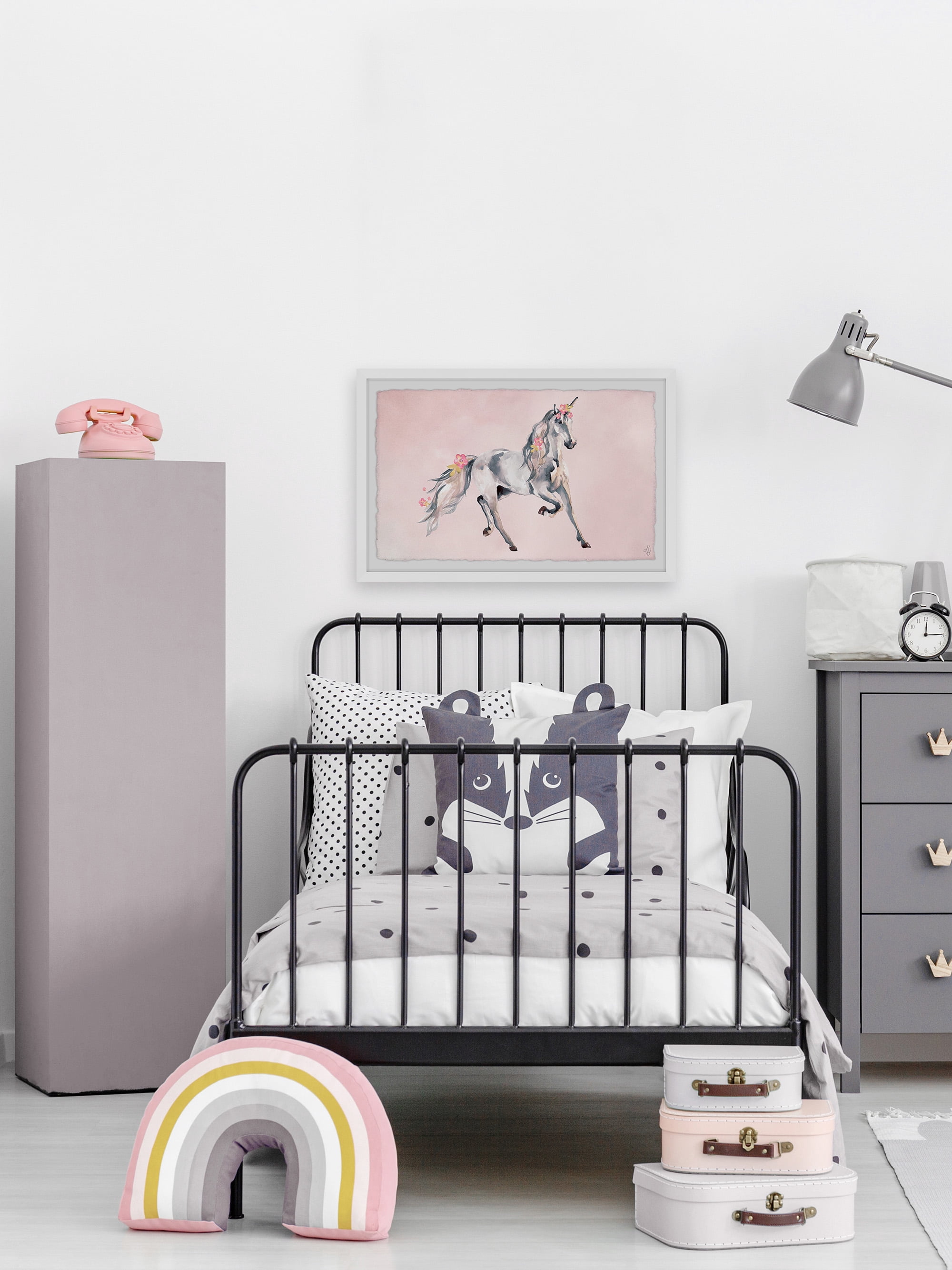 Marmont Hill Pink Unicorn Dream Framed Wall Art, 36.00" x 1.50"