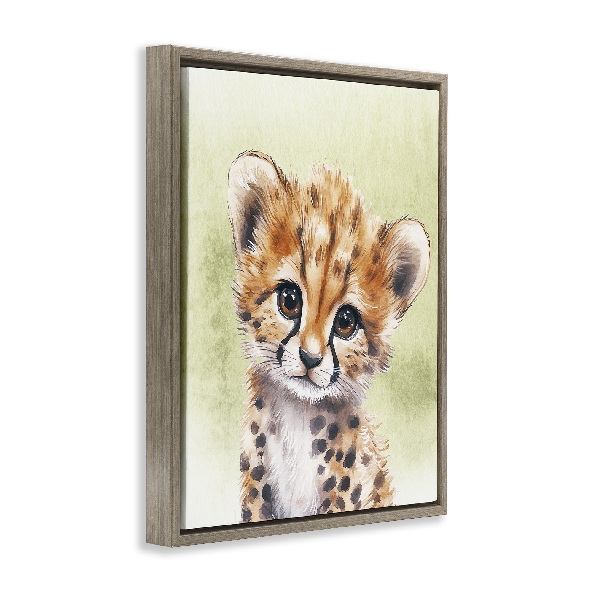 Stupell Industries Jungle Friends Baby Cheetah Brown Framed Floater Canvas Wall Art, design by Christine Simpson Art