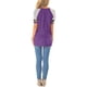 thumbnail image 4 of Camiseta de mujer con estampado de rayas, manga corta, blusa con cuello redondo, morado, L seitruly AP001776-18, 4 of 7