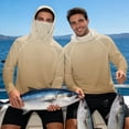 thumbnail image 4 of Bulopur Men’s Fishing Hoodie with Mask UPF 50+ UV Protection Long Sleeve Shirt Solid Khaki Print Quick Dry Breathable Rash Guard for Boating and Outdoor Use, 4 of 8