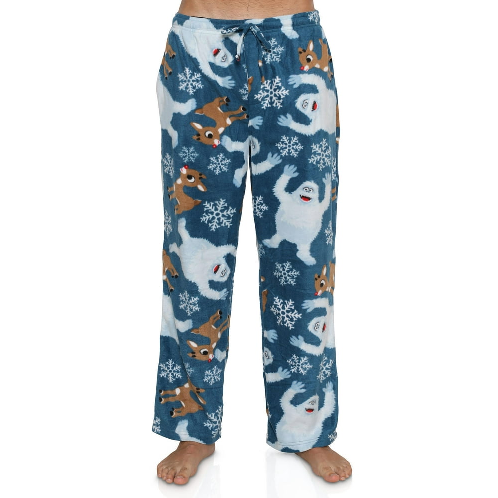 Rudolph Rudolph Mens Pajama Pants Plush Lounge Pants Sleepwear, Blue