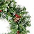 GDF Studio Christmas Wreath with Frosted Needles, Red Berries, Pine