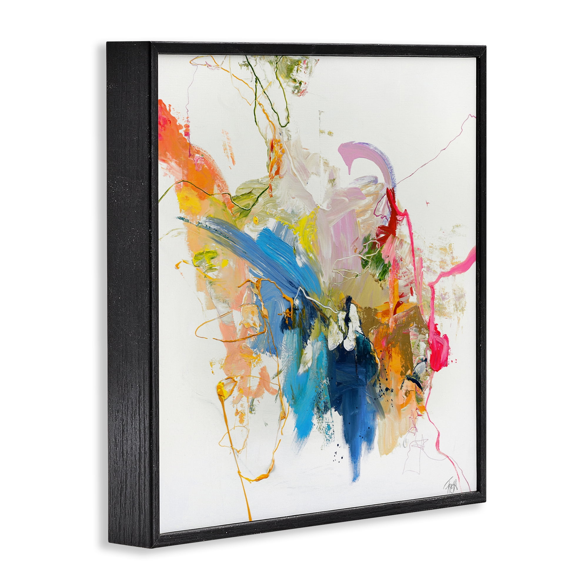 Confident Pink Abstraction Black Framed Giclee Art, design by Design Fabrikken