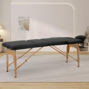 YRLLENSDAN Portable Massage Table with Adjustable Backrest and Side Armrests Foldable Massage Bed for Physical Therapy Waxing Reiki Spa Lash Tattoo Facial Beauty,Black