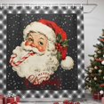 thumbnail image 3 of Christmas Santa Claus Shower Curtains for Bathroom, Winter Xmas Holly Leaf Snowy Black Waterproof Fabric Shower Curtain, Decorative Bathroom Curtain for Bathtub, 72"x84", No Hooks Included, 3 of 9