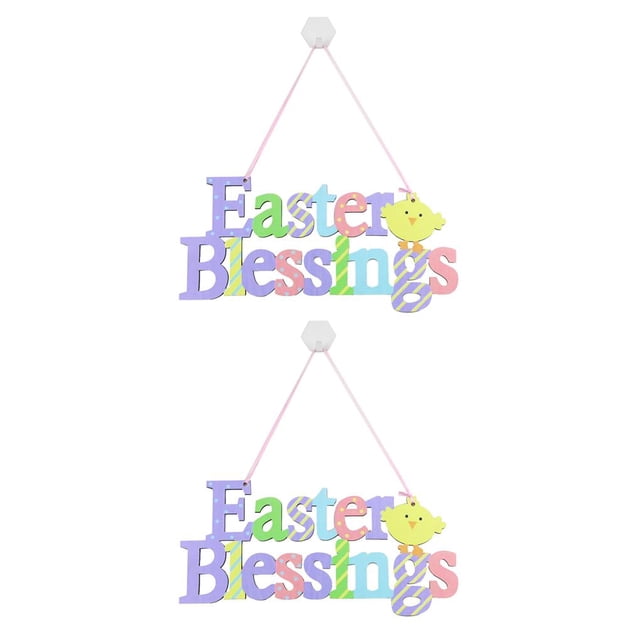 Billuyoard 1 Juego de decoraciones para puertas, conejo de madera, artesanía de madera, patrón de letras, señal de guía, de Pascua, Type2 NO2