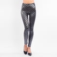 thumbnail image 2 of Arlun Shiny Fish Scale Printed Leggings for Women High Waisted Stretch Tight Pants Stylish Leather Slim Fit Bodycon Pants 2026 Carnival Holiday Outfits Silver One Size, 2 of 5