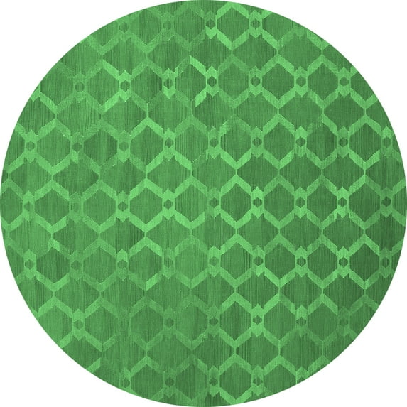 Ahgly Company Indoor Round Abstract Emerald Green Contemporary Area Rugs, 3' Round