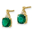 thumbnail image 2 of Primal Gold 10 Karat Yellow Gold Checkerboard Created Emerald and Diamond Earrings, 2 of 4