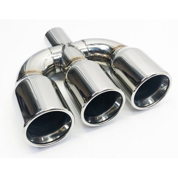 Exhaust Tip Center 2.50 inlet 3.50 Triple 10.25 Long Rolled Flat Stainless Steel Wesdon Exhaust Tip