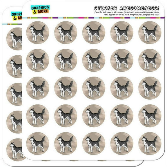 Siberian Husky Pet Dog 50 1" Planner Calendar Scrapbooking Crafting Stickers
