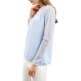 thumbnail image 5 of MODA NOVA Junior's Lace Floral Panel Long Sleeves Blouse Light Blue S, 5 of 7