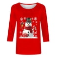 thumbnail image 4 of Jsaierl Womens Christmas Shirts Plus Size Snowman Graphic Tees Stretch Petite Crewneck T-shirt 3/4 Sleeve Holiday Blouse Tops S-5XL, 4 of 8
