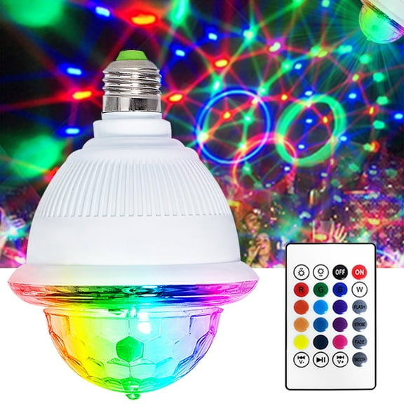 LETOUR Disco Stage Light RGB Color Changing Auto-Rotating Mirror Ball Light Bulb with Remote Bluetooth Music Sync, E26/E27 Base for Party, KTV, Club, Bar