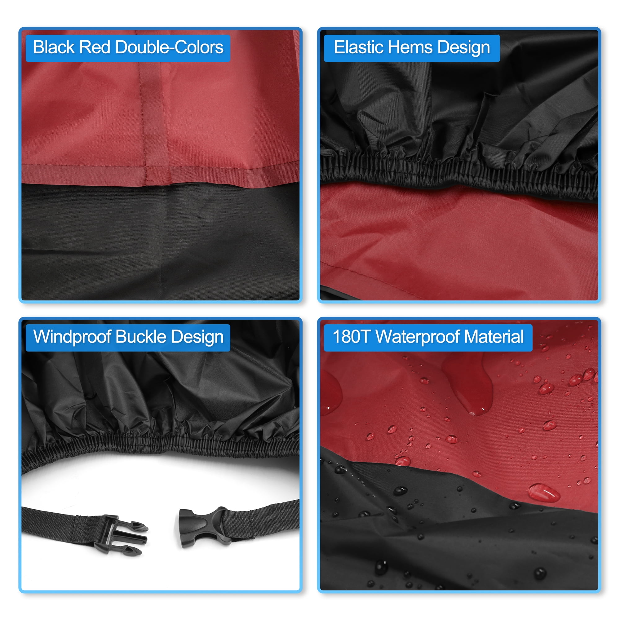 Unique Bargains 180T Motorcycle Cover Scooter Rain Dust UV Protector Red Black L
