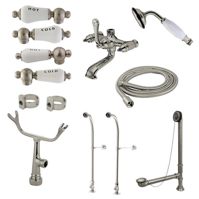 Robinet de Baignoire Autoportant Vintage, Nickel Brossé