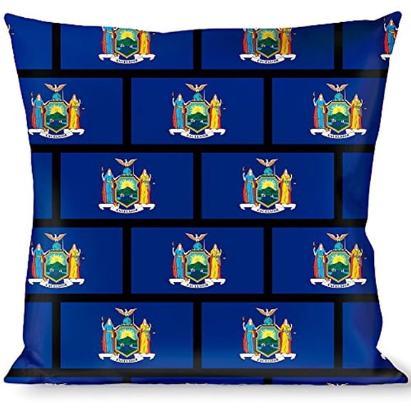 Buckle-Down Throw Pillow - New York Flags Black