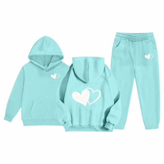 MEZZALL Outfit Sets Kids Fashion Cozy Long Sleeve Hoodie Sweatshirt And Matching Pants Girls Playful Printed Leisure Classic Clothes Sets