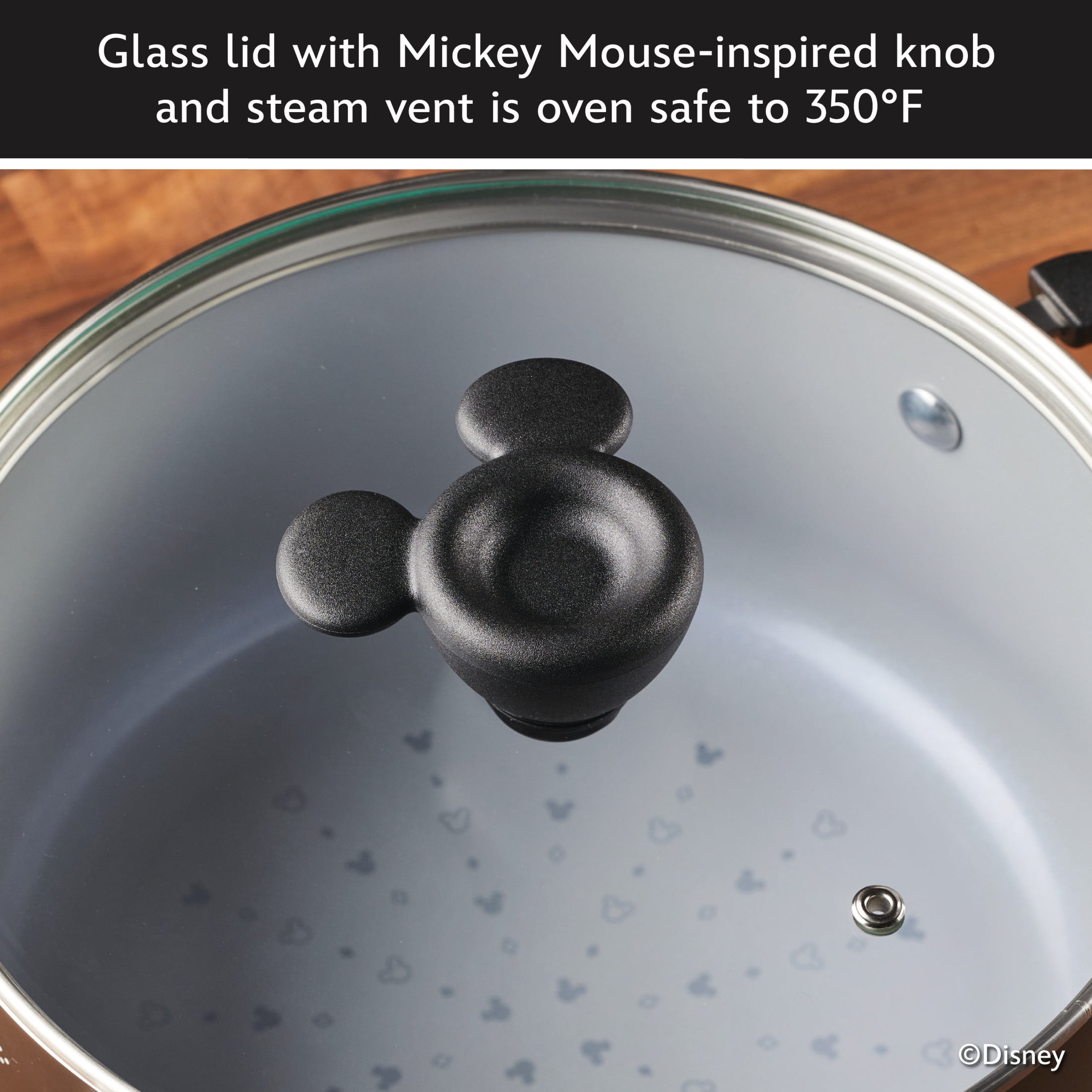 Farberware Disney Monochrome 5.5 Quart Ceramic Nonstick Stockpot with Lid, Dishwasher Safe, Black