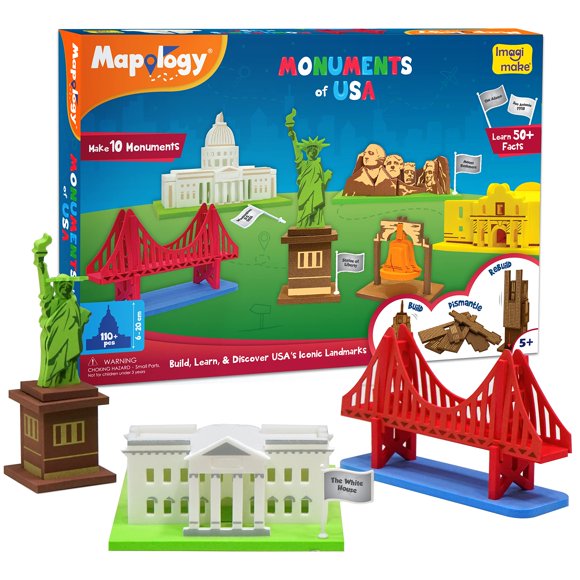 Puzzle 3D Imagimake Mapology Monuments of USA para niños mayores de 5 años