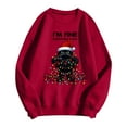 thumbnail image 4 of Wang6 Christmas Graphic Sweatshirts for Women Trendy Long Sleeve I Am Fine Cat Printed Hoodless Pullovers Causal Xmas White Loose Fit Crew Neck Tops Red XXL, 4 of 4