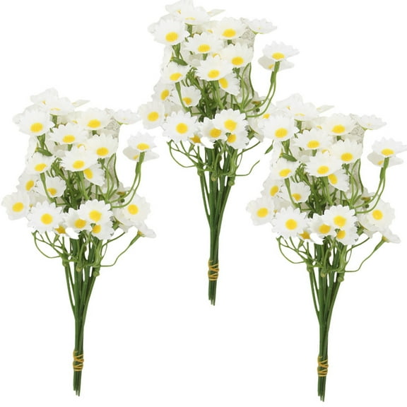 18Pcs Artificial White Daisy Flowers,Bexikou 3 Bundles 10 Inch Small Fake Daisies for Home Decor,Fake Spring Wild Flowers for Party Decoration,Artificial Daisy for Wedding Decoration (White)