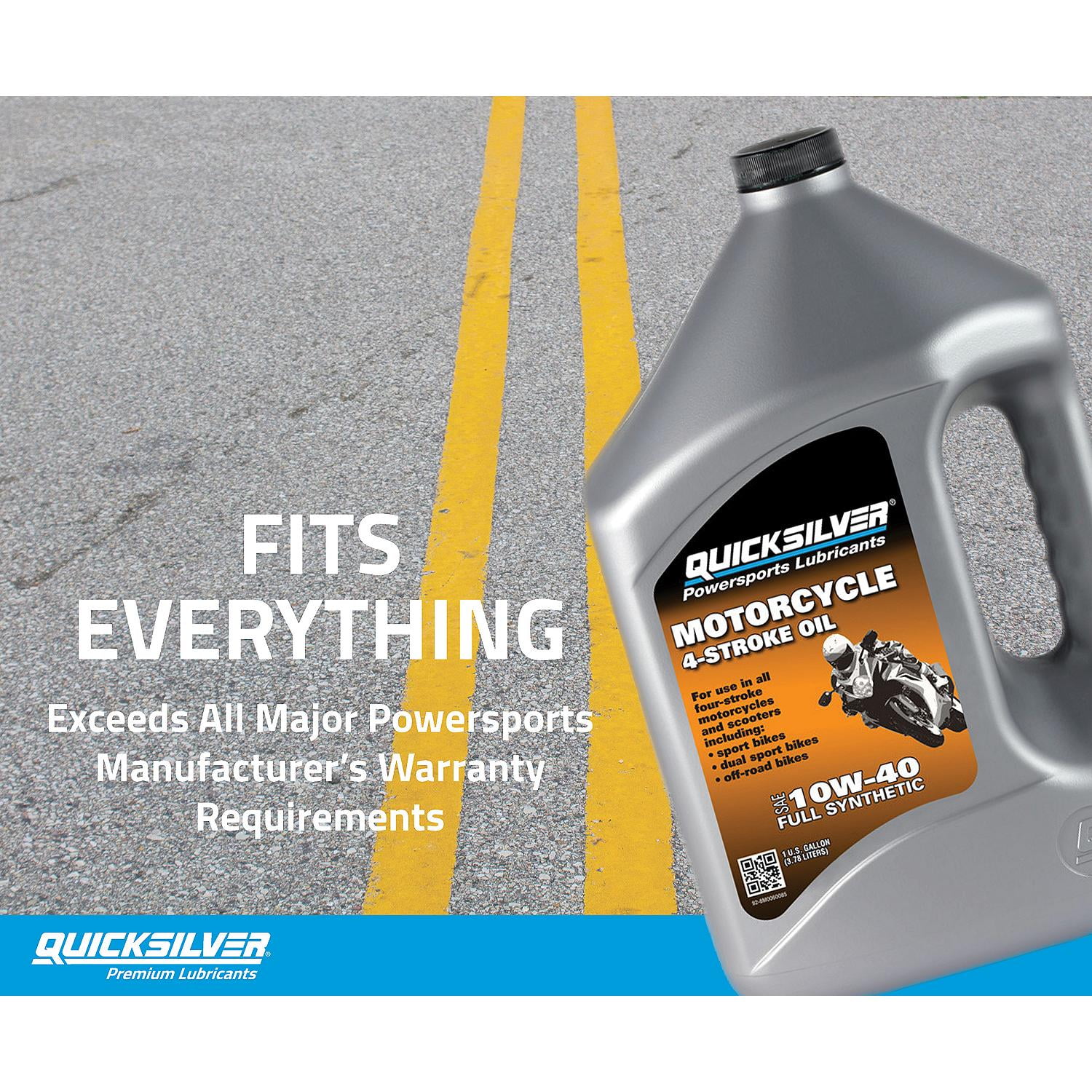 Quicksilver 10W-40 Full Synthetic Motorcycle Oil, 1 Gallon