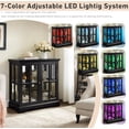 thumbnail image 6 of LED Accent Curio Cabinet with 7 Color Lights for Collectibles, 32" H Storage Cabinet with Tempered Glass Doors, Sideboard Buffet Case with Smartphone-Controlled Lights (Black), 6 of 9