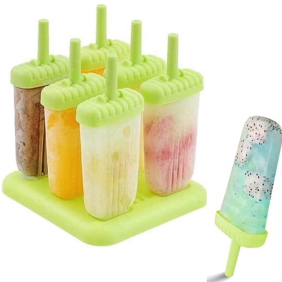 6 Pcs Resunable Popsicles Molds,Pack of 6 Pce Ice Popsicle Maker- Food Grade BPA Free,Easy-Release Ice Pop Molds,Diy Homemade Popsicle Molds with Resunable Popsicle Sticks