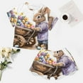 thumbnail image 4 of Easter Bunnies Rabbits Women's Ruffle Short Sleeve Tops And Shorts Cute Peeps Bunny Pajamas Sets, 4 of 7
