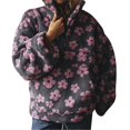 thumbnail image 1 of Sudadera de Mujer de Felpa Suave con Estampado Floral, de Cremallera, Estilo Suéter, Cómoda y Suave, Ideal para Otoño Rosa M, 1 of 9