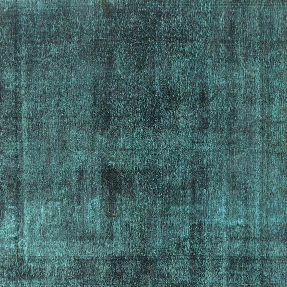 Ahgly Company Indoor Square Oriental Turquoise Blue Industrial Area Rugs, 7' Square