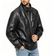 thumbnail image 4 of Xdegoge Mens Faux Leather Motorcycle Jacket Stand Collar Moto Biker Coat with Zipper Pockets Casual Outerwear for Fall Winter Windproof Slim Fit Riding Jackets, 4 of 5