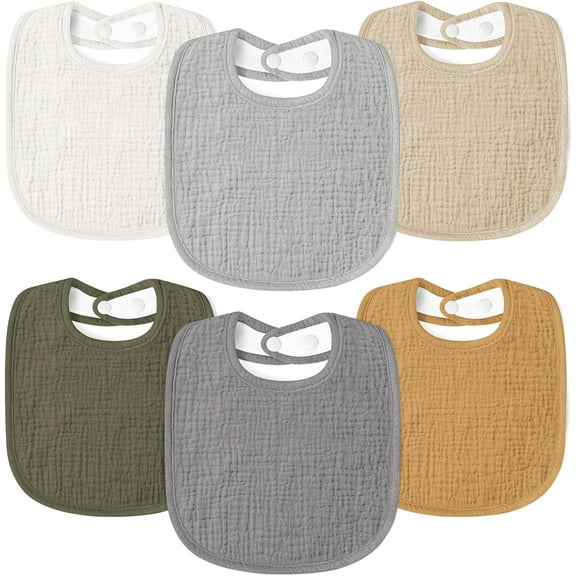 Muslin Baby Drool Bibs 6Pack Soft Square Adjustable Baby Bandana Bibs for Unisex Girls & Boys