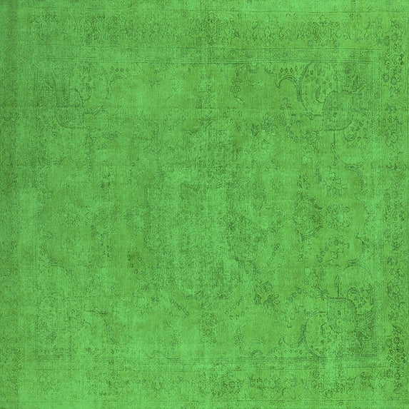 Ahgly Company Indoor Square Oriental Green Industrial Area Rugs, 8' Square