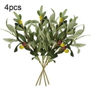 4pcs Artificial Olive Branch Simulation Home Office Table Ornament Plastic Fake Plant