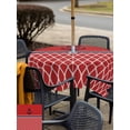 thumbnail image 4 of Outdoor Tablecloth with Umbrella Hole and Zipper, Red Morocco Square Table Cloth 54x54 Inch Waterproof Tablecloth, Ocean Nautical Anchor Stripe Geometric Picnic Table Cover for Patio Camping, 4 of 7