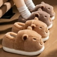 thumbnail image 4 of Wovix Women Men Capybara Slippers Cute Fluffy Animal Slippers Warm Winter Wear Home Cozy Furry Soft Indoor Kawaii Shoes Daily Brown 37, 4 of 4